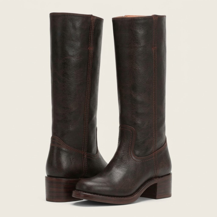Women’s Knee High Leather Boots – Classic Low Heel Riding Boots