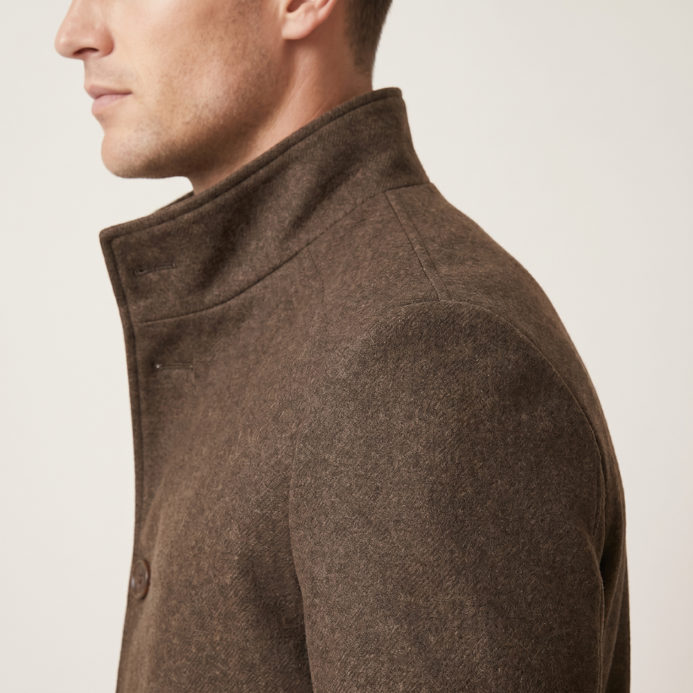 Men's Wool Overcoat Button Up