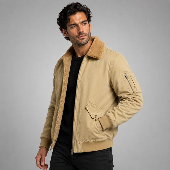 The Faircrest Men’s Warm Sherpa Lined Bomber Jacket