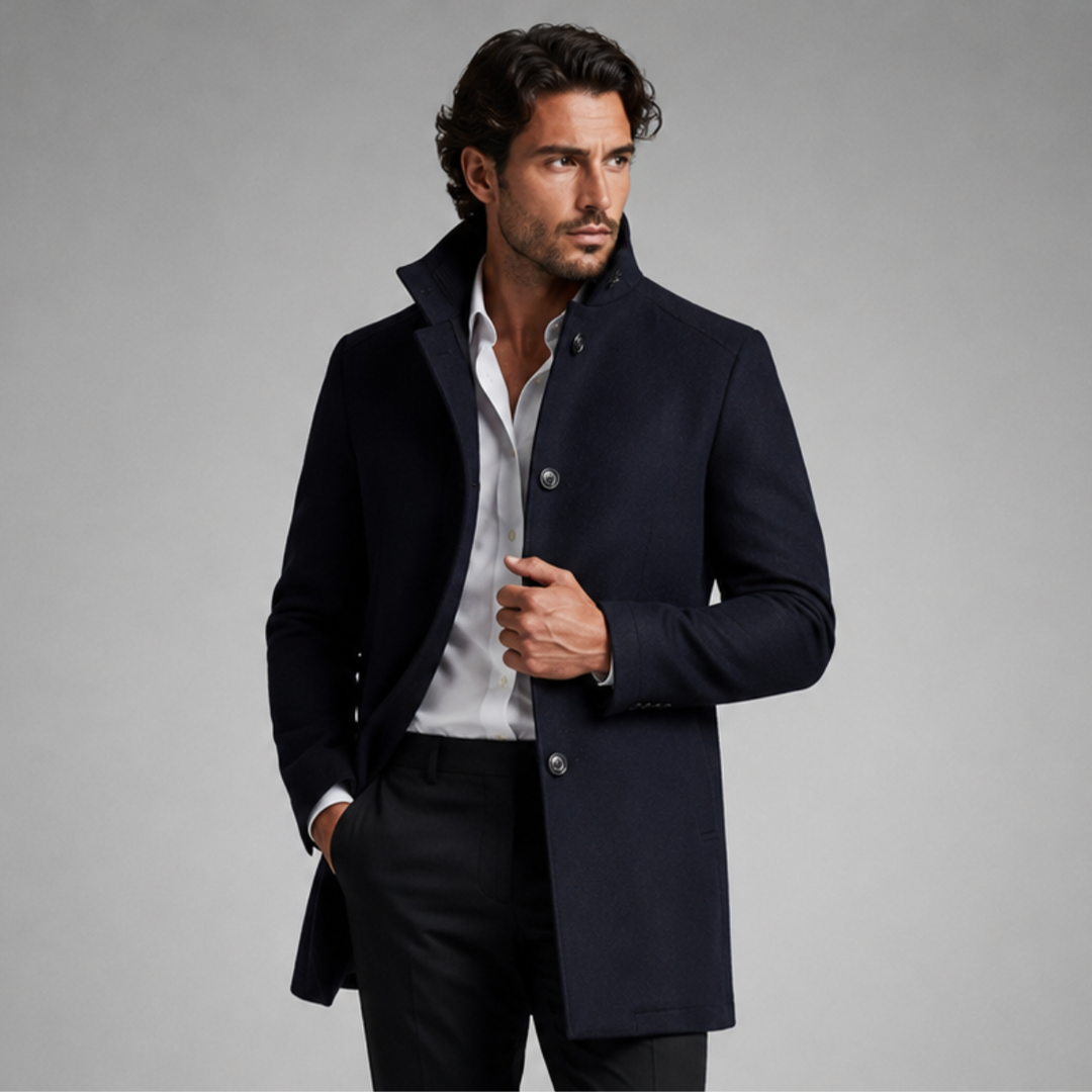 The Aldeburgh Men's Wool Blend Button Up Coat with Warm Lining