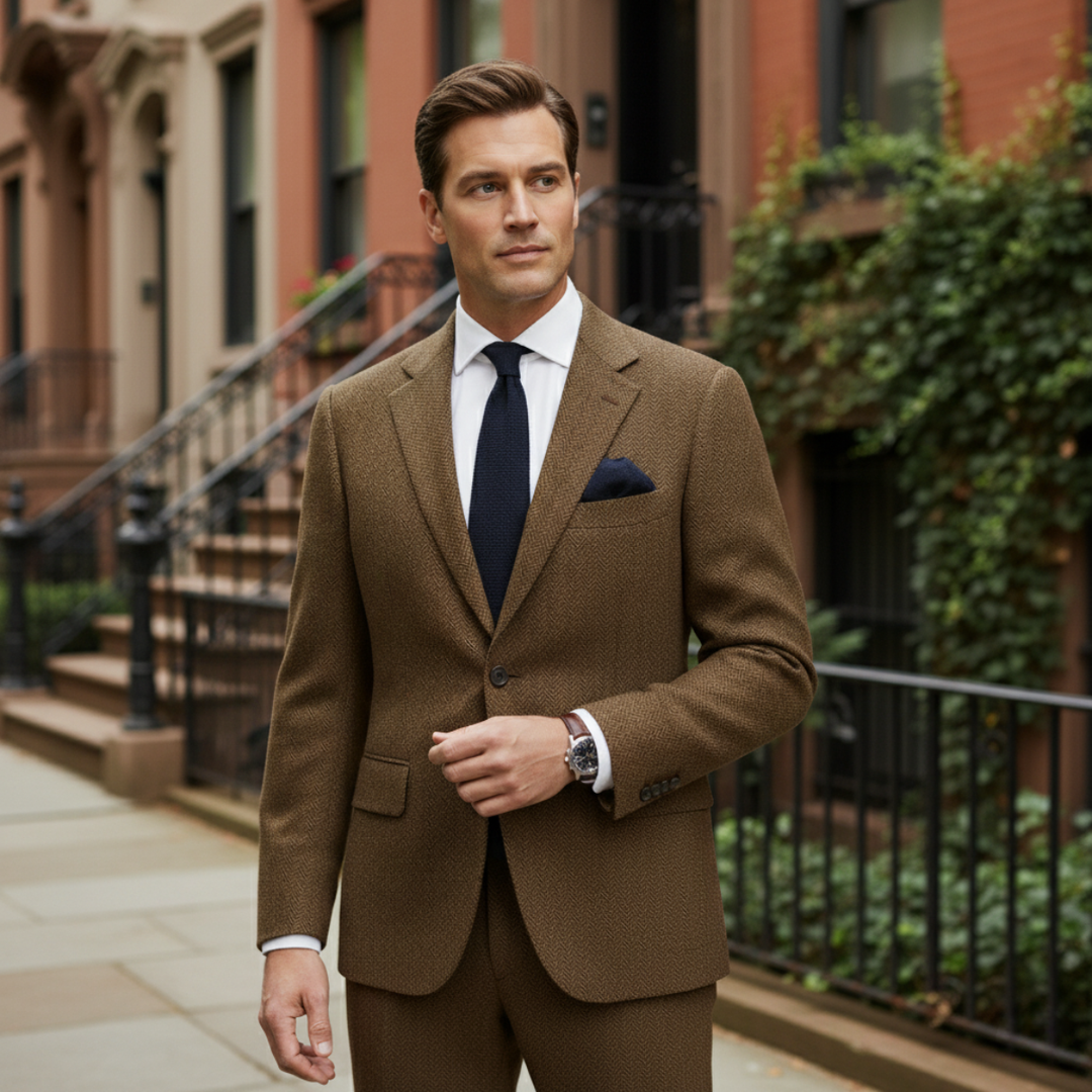 The Berwick Men’s Brown Smart Casual Tweed Blazer