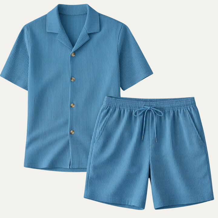 The Brookmill Men’s Ribbed Summer Set – Shirt & Shorts