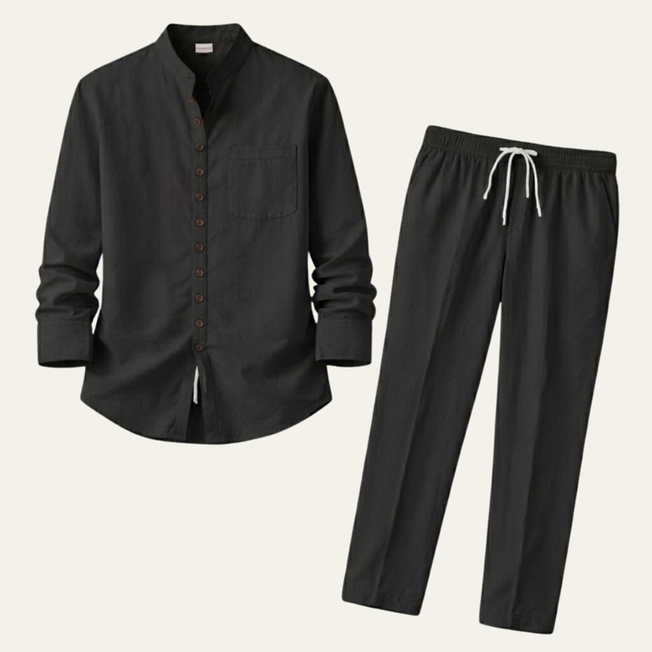 The Pineview Men’s Cotton Linen Two Piece Shirt Set