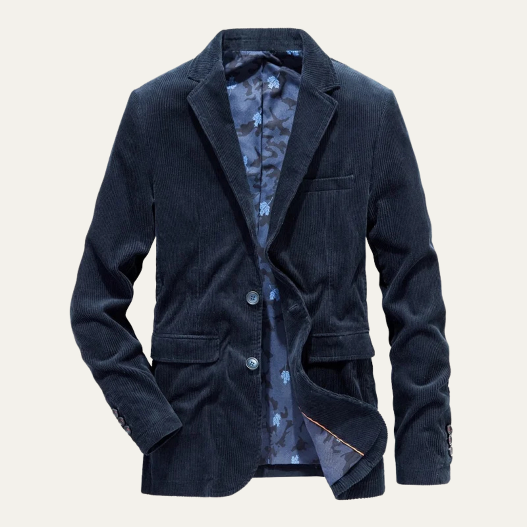 Men's Casual Corduroy Blazer Brown Button Up
