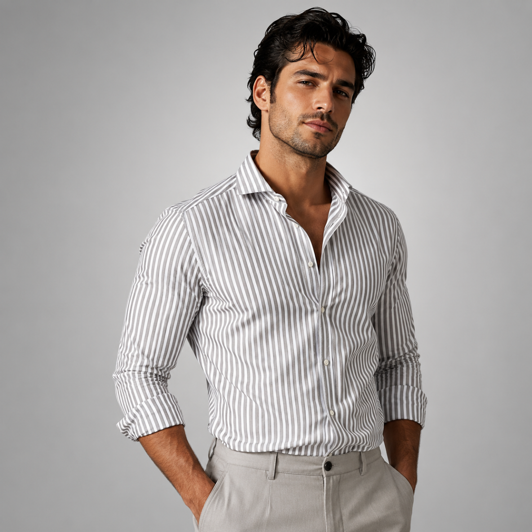 The Hilton Head Men’s Casual Smart Fit Striped Linen Shirt