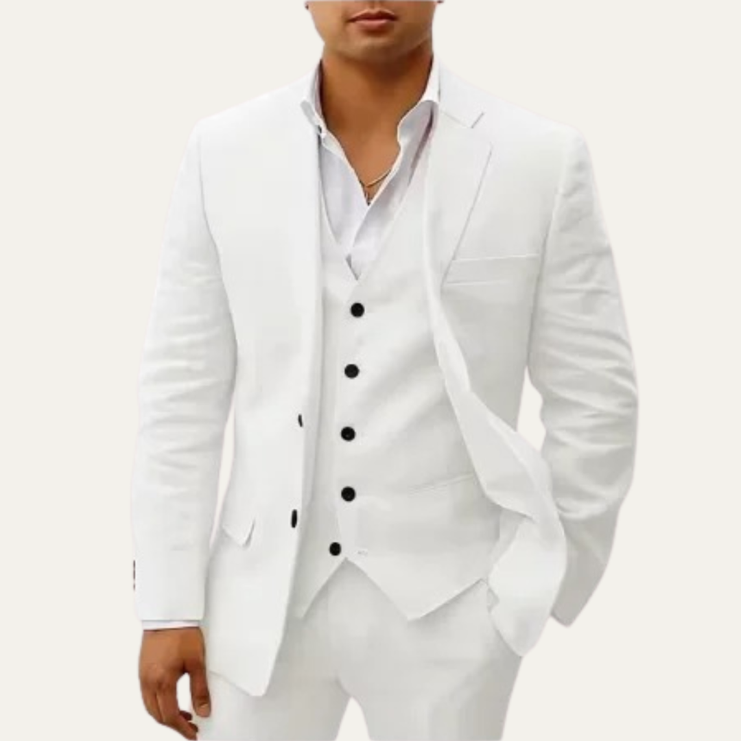 The Bridgewater Men’s Trendy 3 Piece Linen Summer Suit – Blazer, Vest & Pants