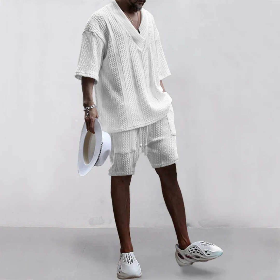 The Glenhurst Ridge Men’s Breathable Summer Knitted Set – Polo Shirt & Short
