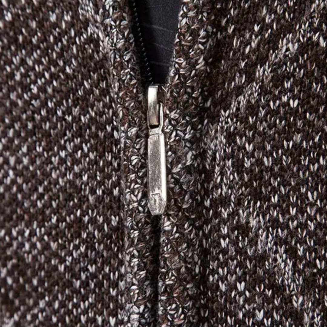 Men's Cable Knit Cardigan Charcoal Gray Diamond Pattern