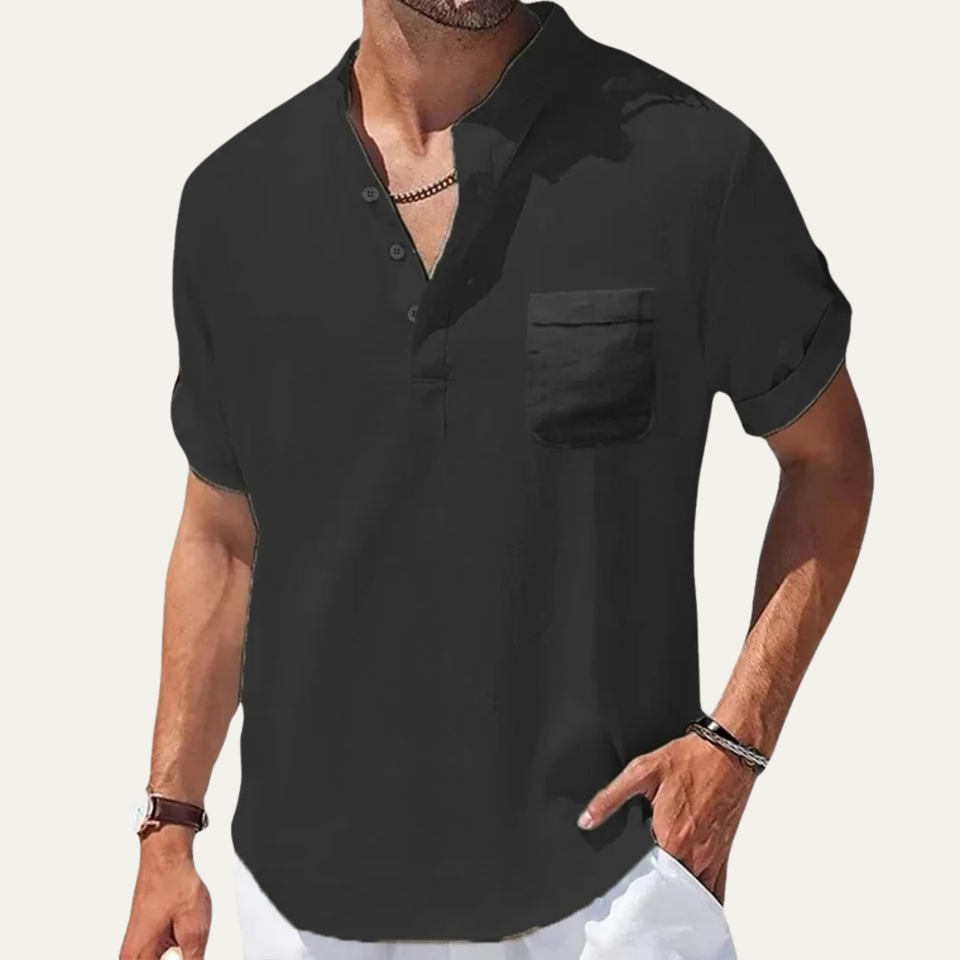 The Navigli Men’s Breathable Henley Linen Shirt