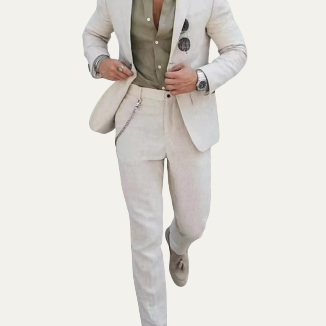 The Crestview Men’s Elegant Linen Blazer & Pants Set