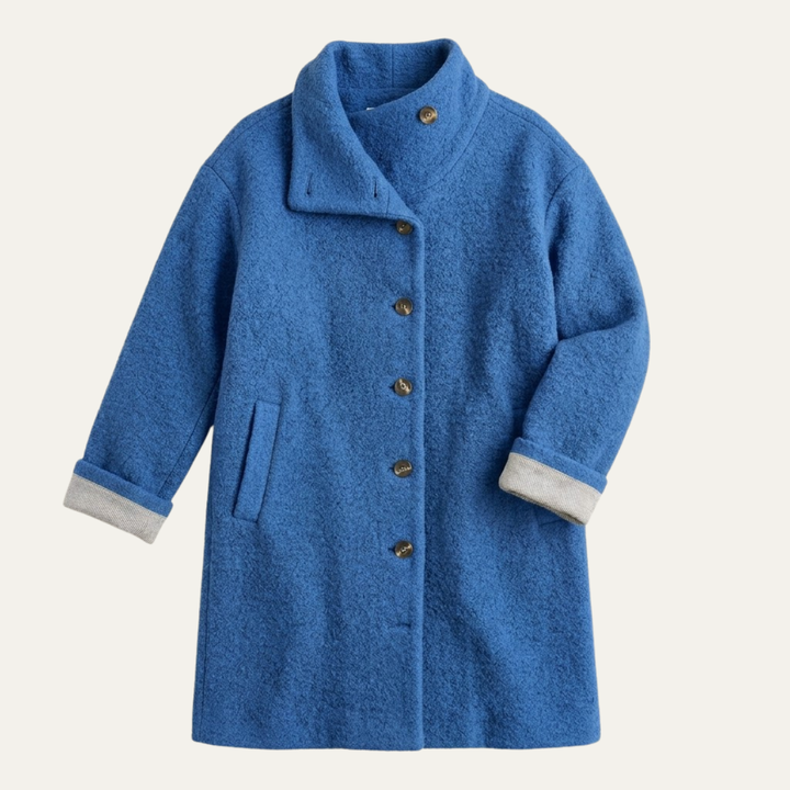 Women's Hooded Wool Coat – Casual Long Button Winter Jacket