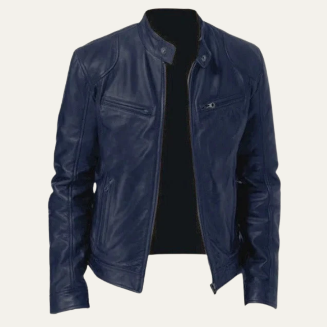 Men's Leather Jacket Burgundy Zip Up