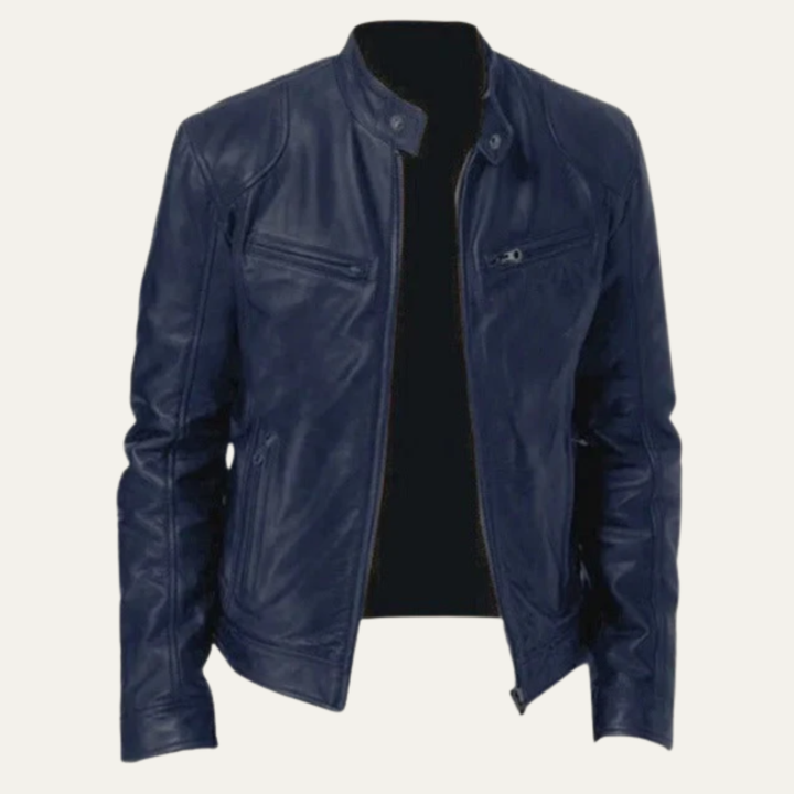Men's Leather Jacket Burgundy Zip Up
