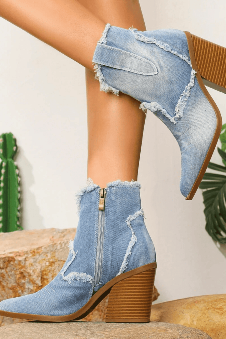 Women’s Block Heel Ankle Boots – Side Zip Heeled Boots