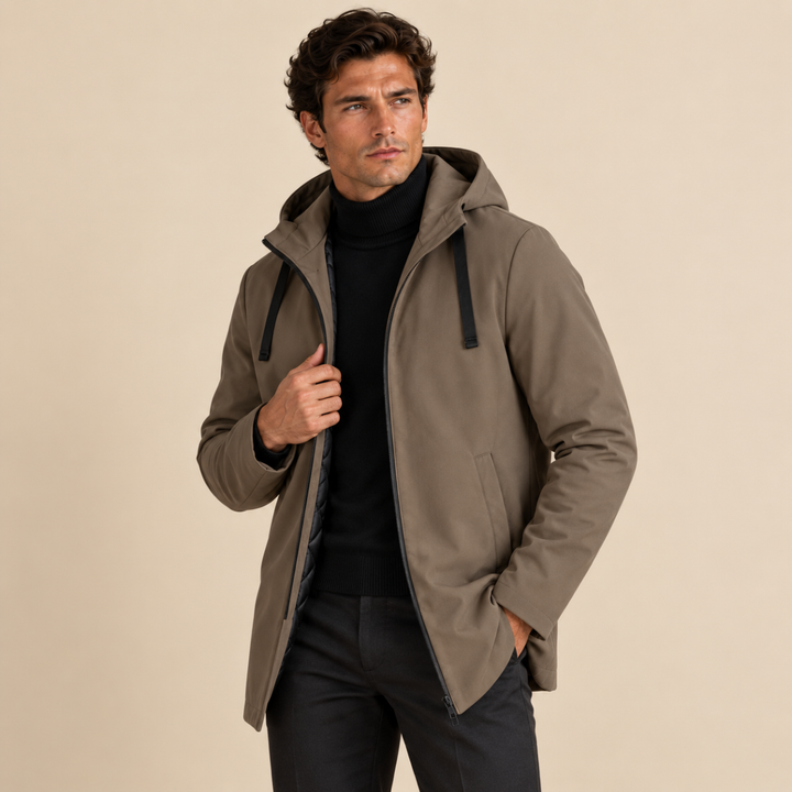 The Monarchs Men's Long Rain Jacket – Waterproof Windproof Hooded Coat