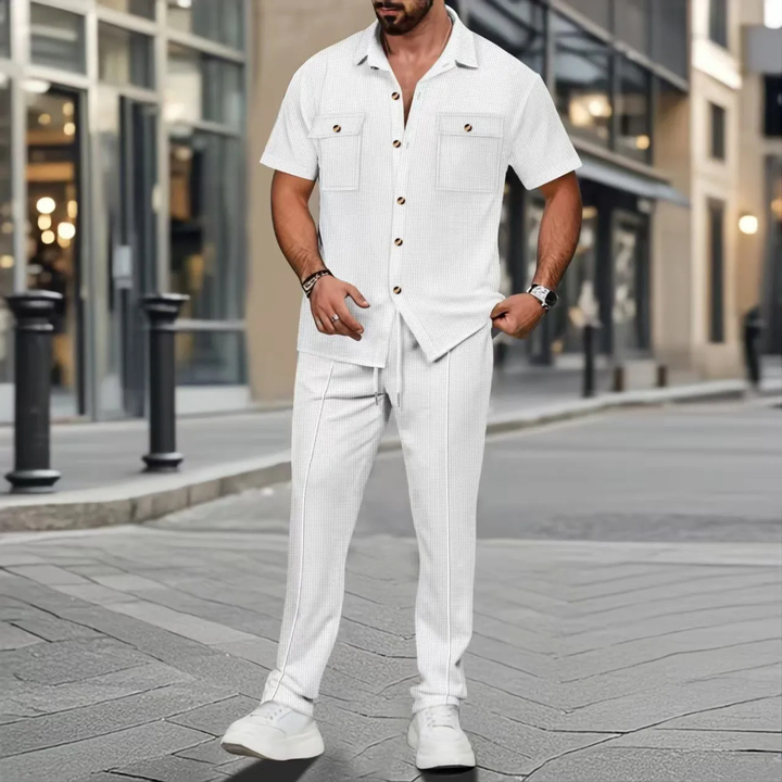 The Edgemont Men’s Casual Button Up Shirt & Pants Set