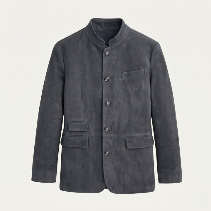 The Belmont Men’s Casual Suede Blazer Jacket – Single Breasted Button Coat