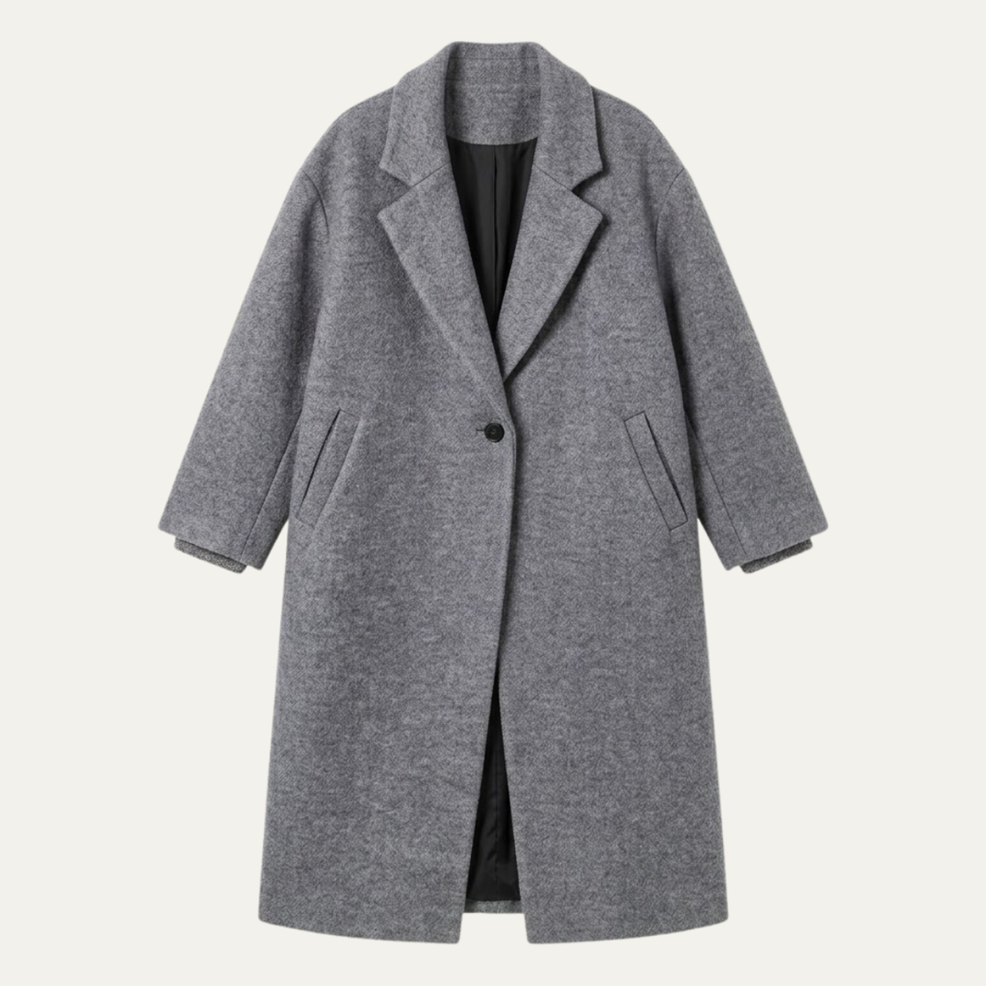 Women's Oversized Wool Blend Coat – Long Single Breasted Winter Overcoat