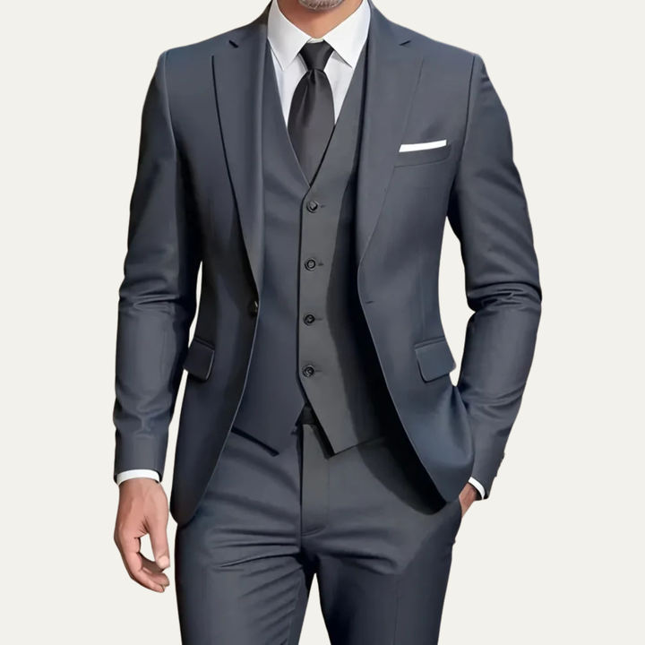 The Highgate Men’s Beige 3 Piece Slim Fit Formal Suit – Blazer, Vest & Pants
