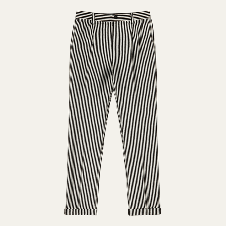 The Georgetown Men’s Striped Straight Leg Smart Casual Dress Pants - Black