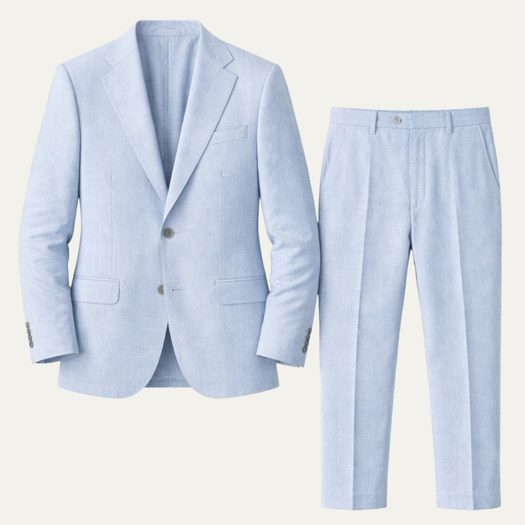 The Ashford Ridge Men’s Elegant Linen Wedding Suit – 2 Piece Single Breasted Set