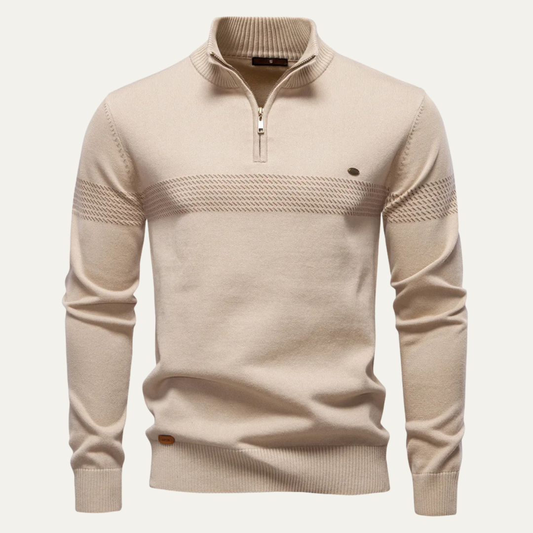 The Brookshire Men’s Casual Half Zip Knit Sweater with Stand Collar