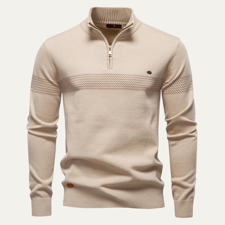 The Brookshire Men’s Casual Half Zip Knit Sweater with Stand Collar