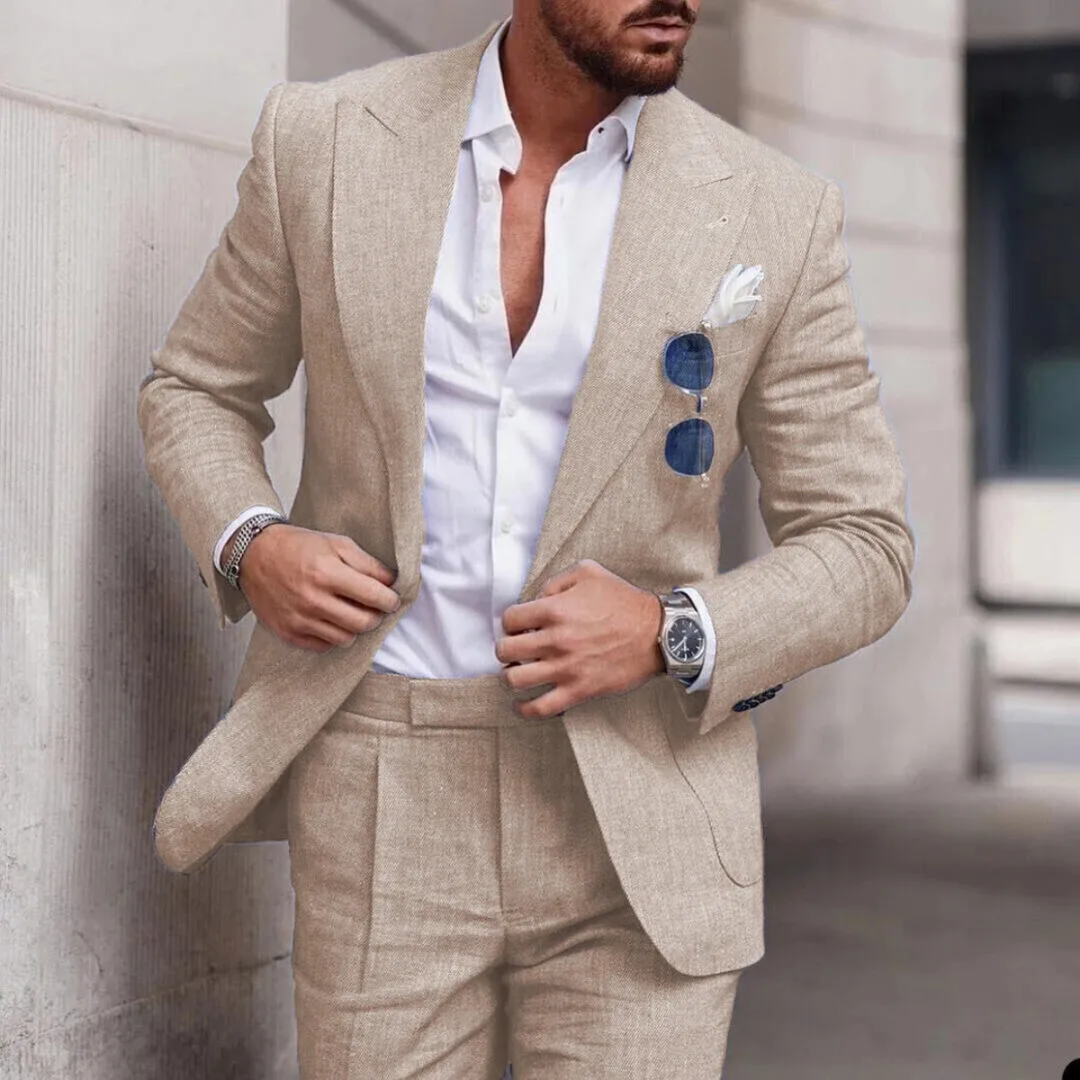 The Briarfield Men’s Lightweight Casual Linen Two Piece Suit