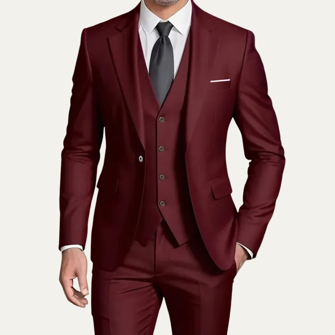 The Highgate Men’s Beige 3 Piece Slim Fit Formal Suit – Blazer, Vest & Pants