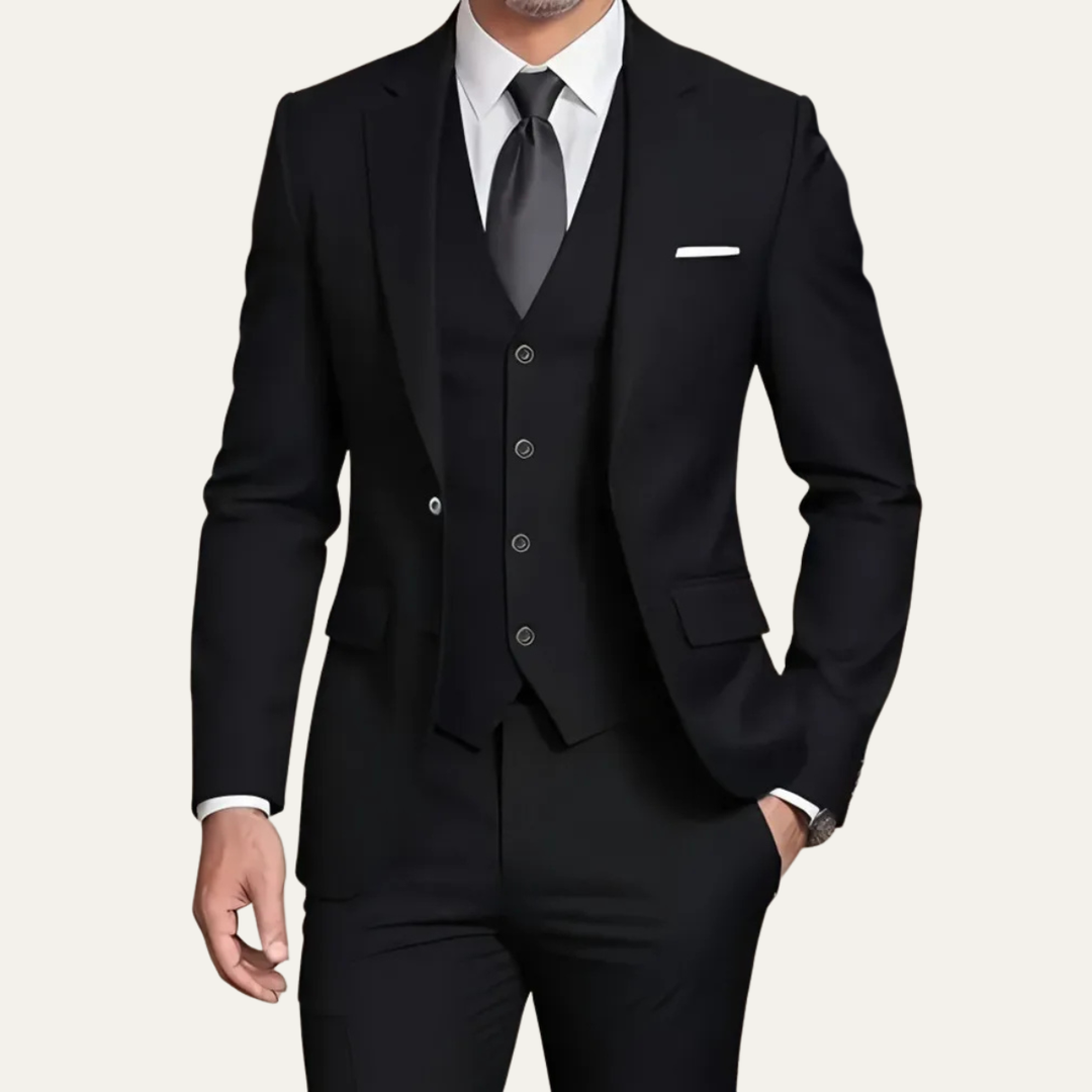 The Highgate Men’s Beige 3 Piece Slim Fit Formal Suit – Blazer, Vest & Pants