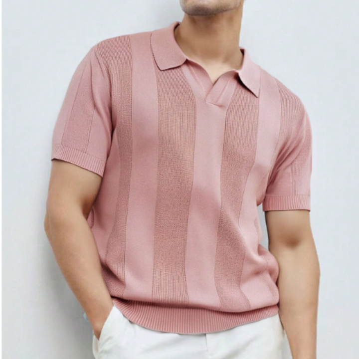 The Barangaroo Men’s Short Sleeve Knitted Polo Shirt Solid Color Breathable Top