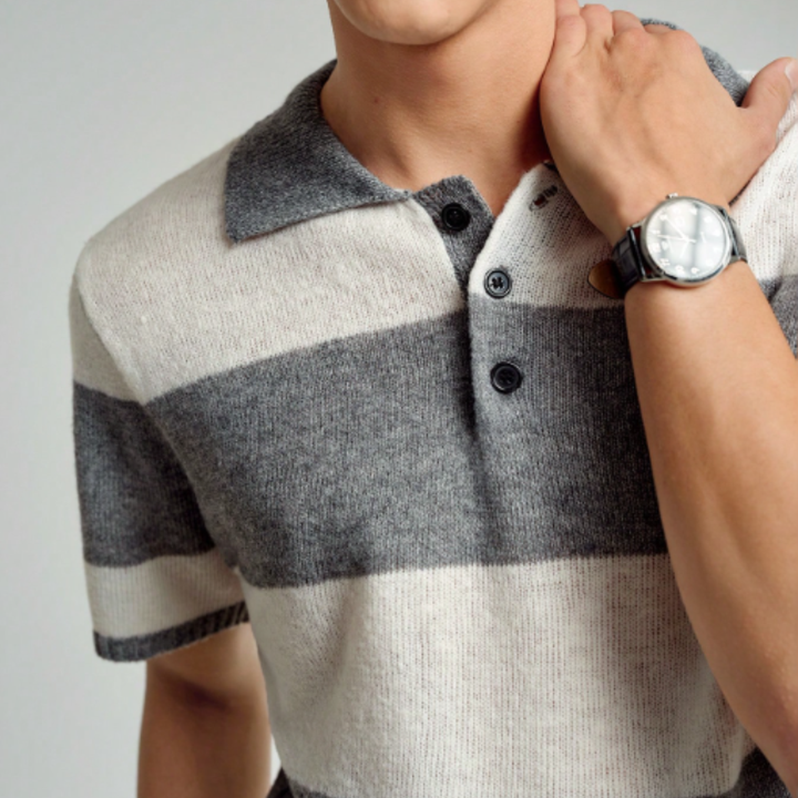 The Barangaroo Men’s Short Sleeve Knitted Polo Shirt Solid Color Breathable Top