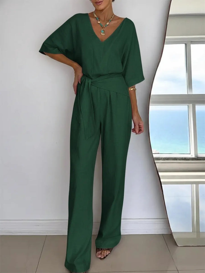 Women's Casual Ankle-Length Pocket Jumpsuit