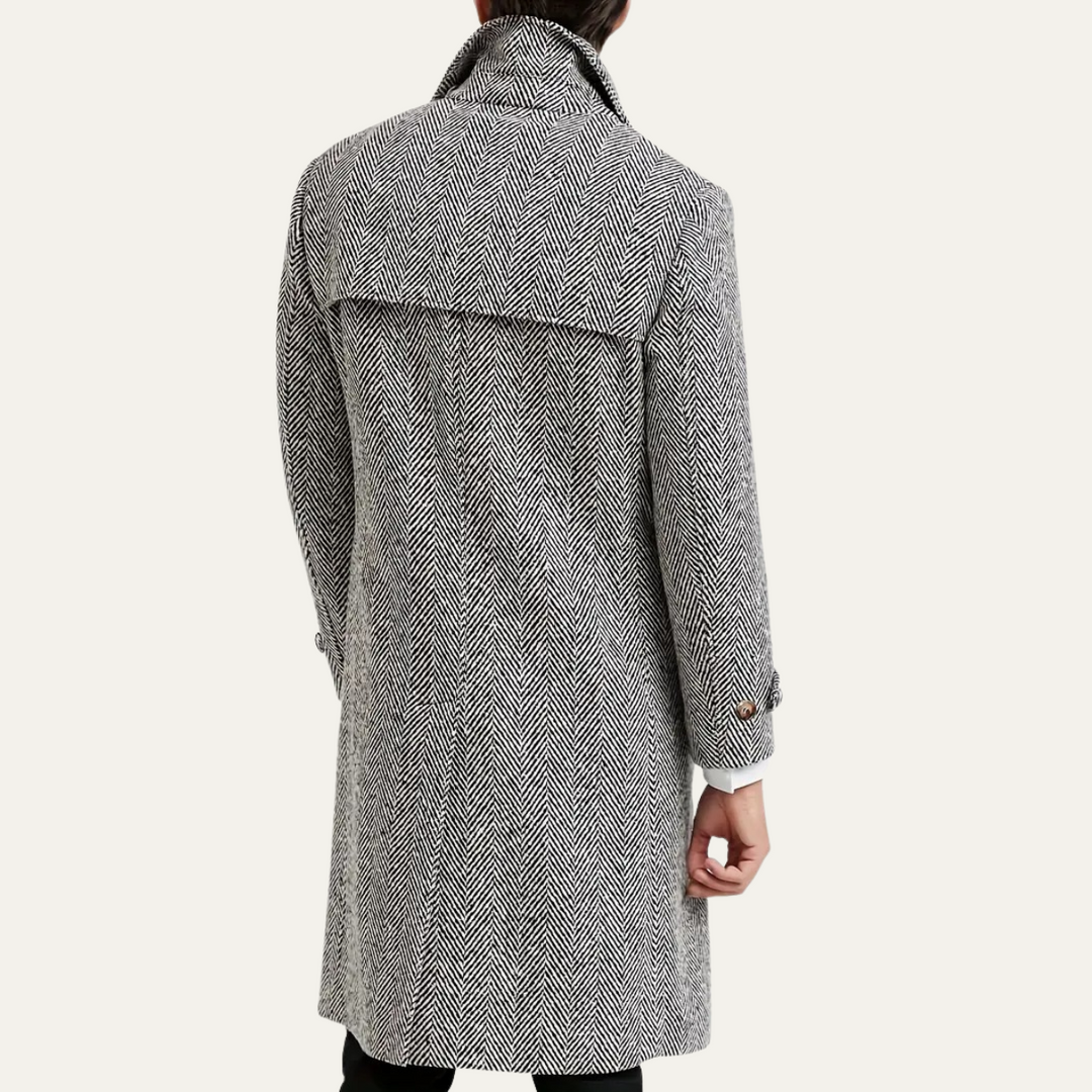 Men's Herringbone Double Breasted Wool Coat