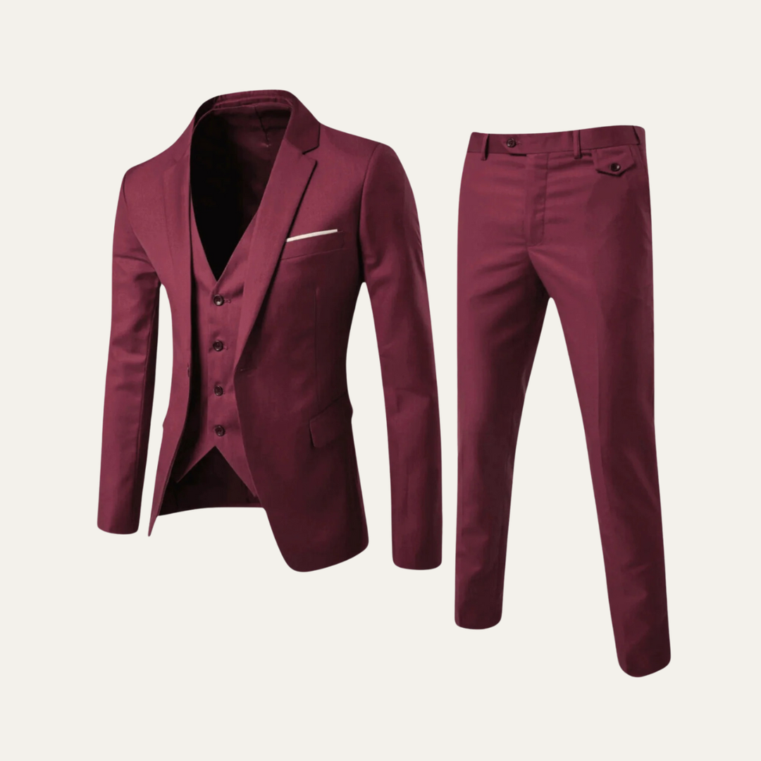 The Teramo Men’s 3 Piece Suit Set – Blazer, Waistcoat & Trousers