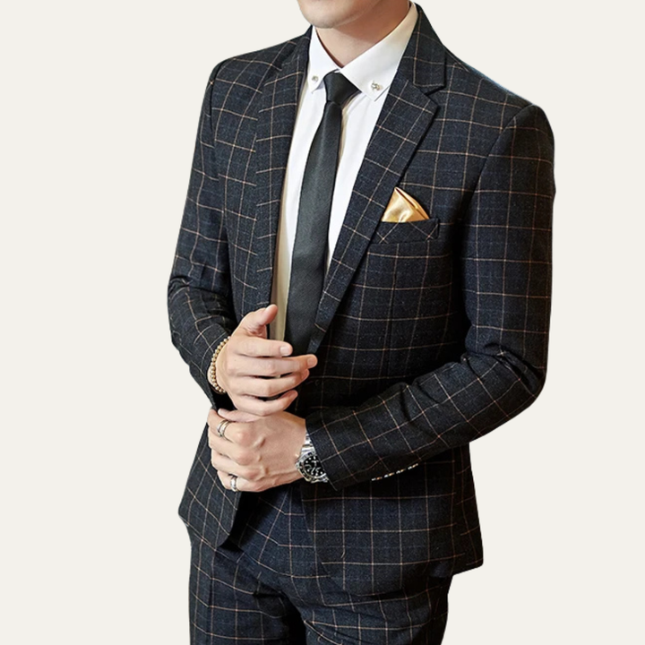 The Padova Men’s Plaid 3 Piece Suit – Slim Fit Blazer Vest and Pants