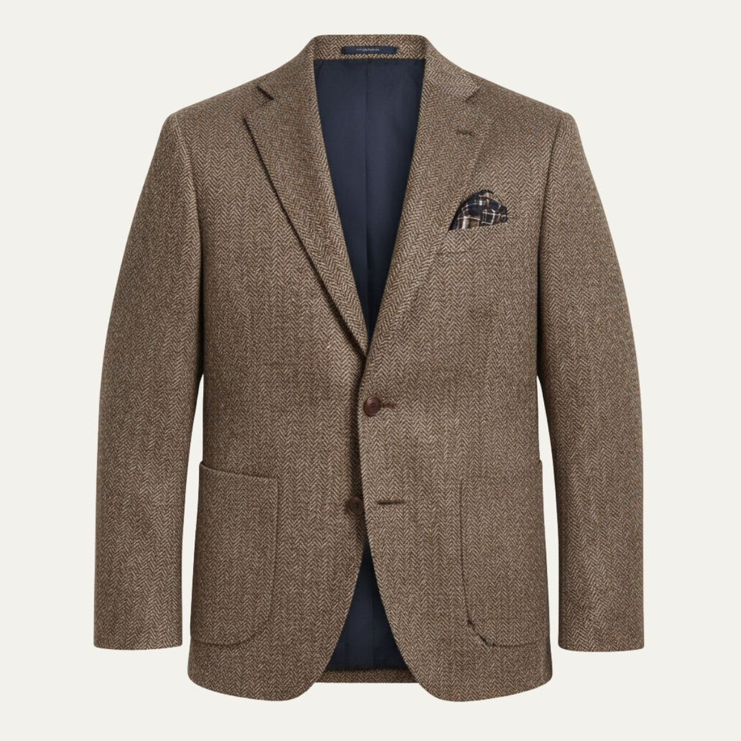 The Gravedona Men’s Office Herringbone Single Breasted Wool - Wedding Guest Tweed Blazer Jacket