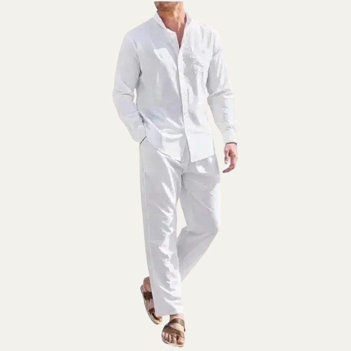 The Monferrato Men’s Linen Shirt and Pants Set – Casual Two Piece Outfit