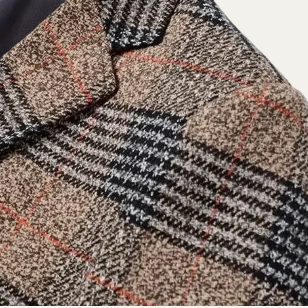 The Monopoli Men’s Slim Fit Check Plaid Tweed Blazer Suit
