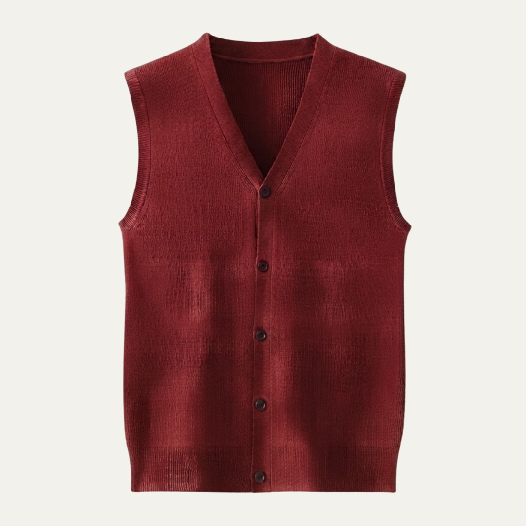 Men's Sweater Vest Blue Button Up V Neck