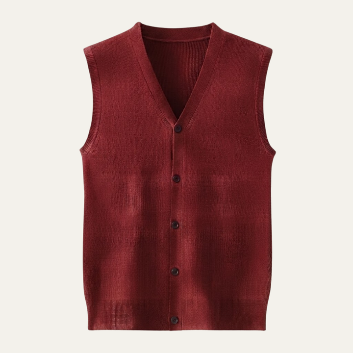 Men's Sweater Vest Blue Button Up V Neck