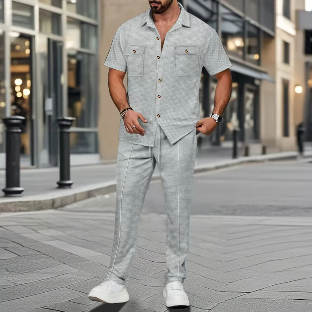 The Edgemont Men’s Casual Button Up Shirt & Pants Set