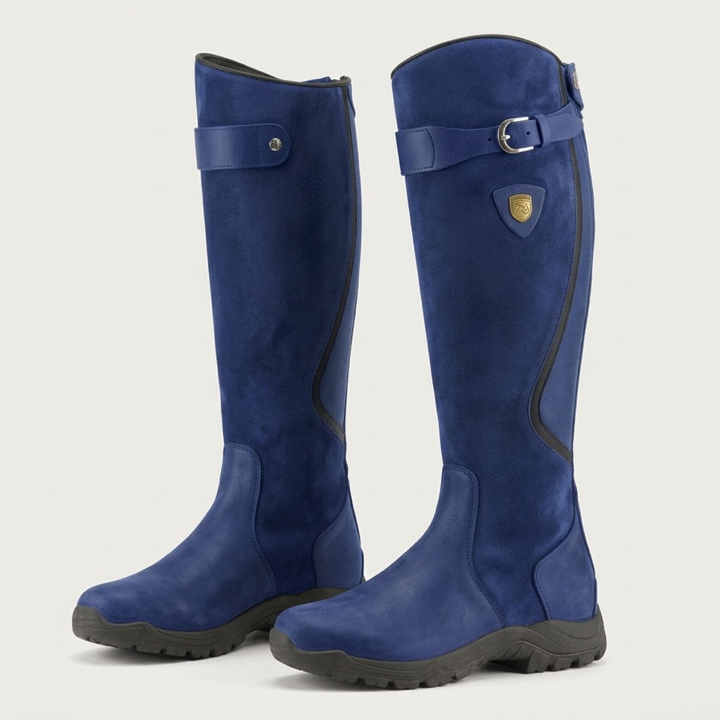 Women’s Knee High Riding Boots – Buckle Low Heel Boots