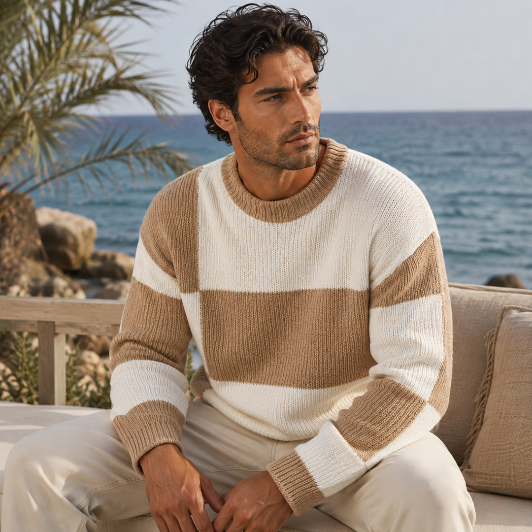 The Kirkwood Men’s Casual Round Neck Striped Knit Sweater