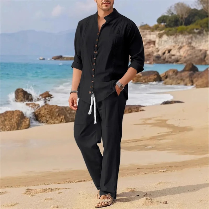 The Pineview Men’s Cotton Linen Two Piece Shirt Set