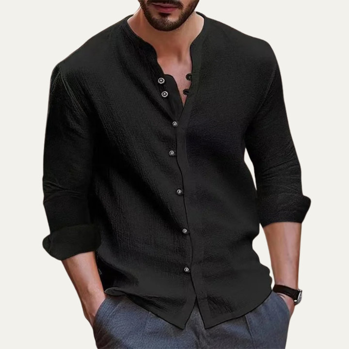 The Trastevere Men’s Casual Summer Band Collar Shirt