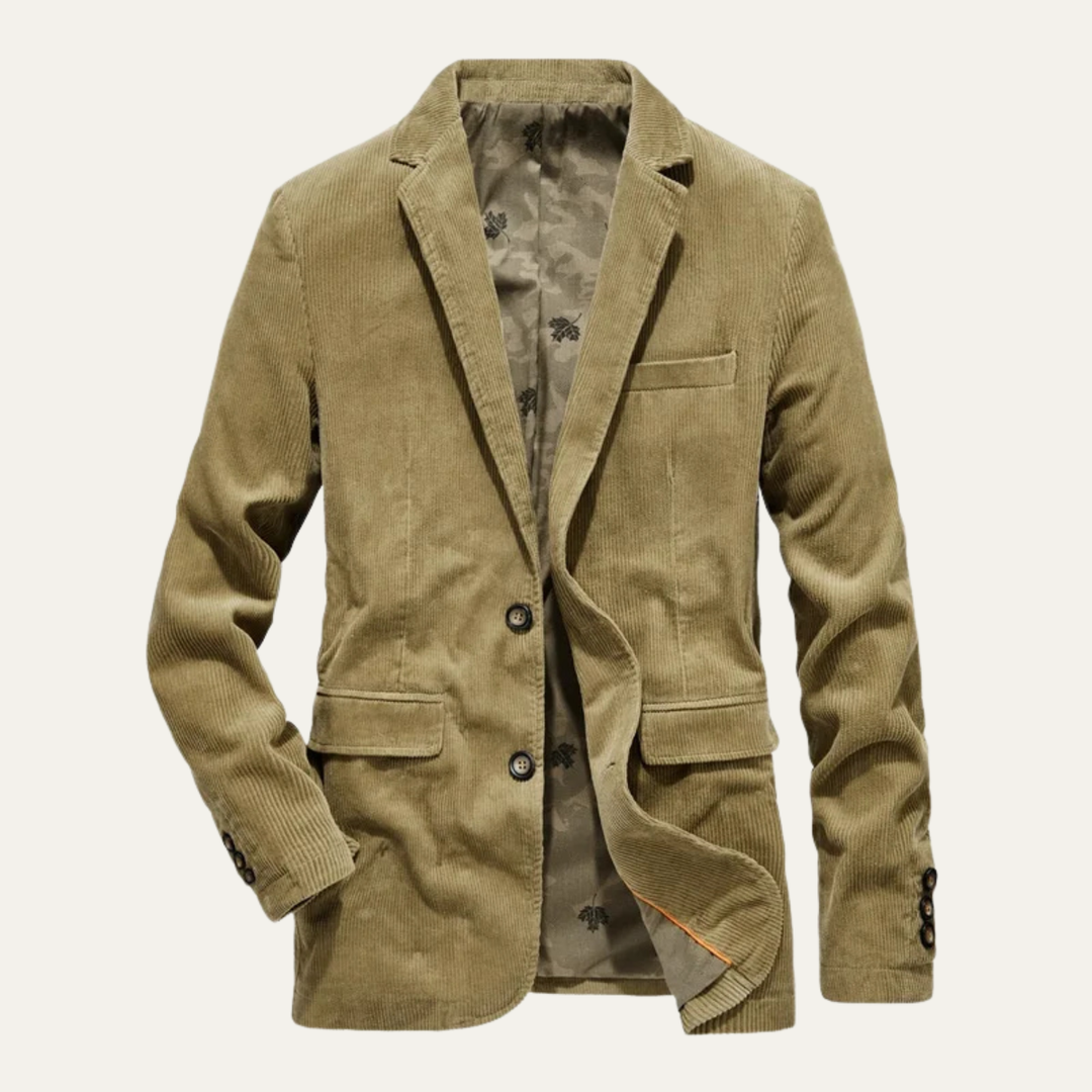 Men's Casual Corduroy Blazer Brown Button Up