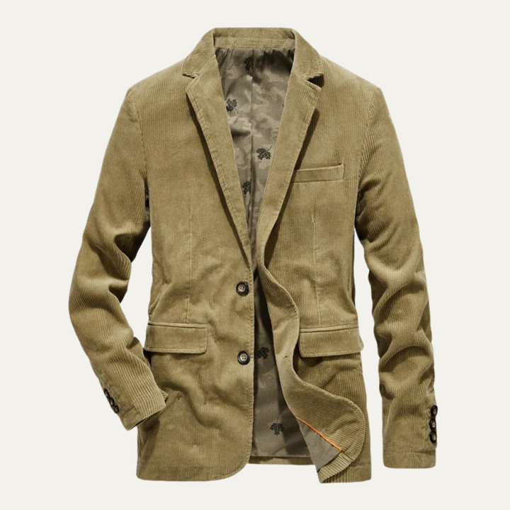 Men's Casual Corduroy Blazer Brown Button Up