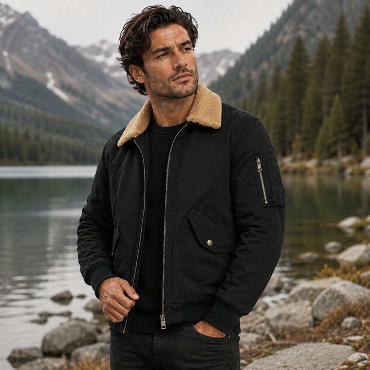 The Faircrest Men’s Warm Sherpa Lined Bomber Jacket