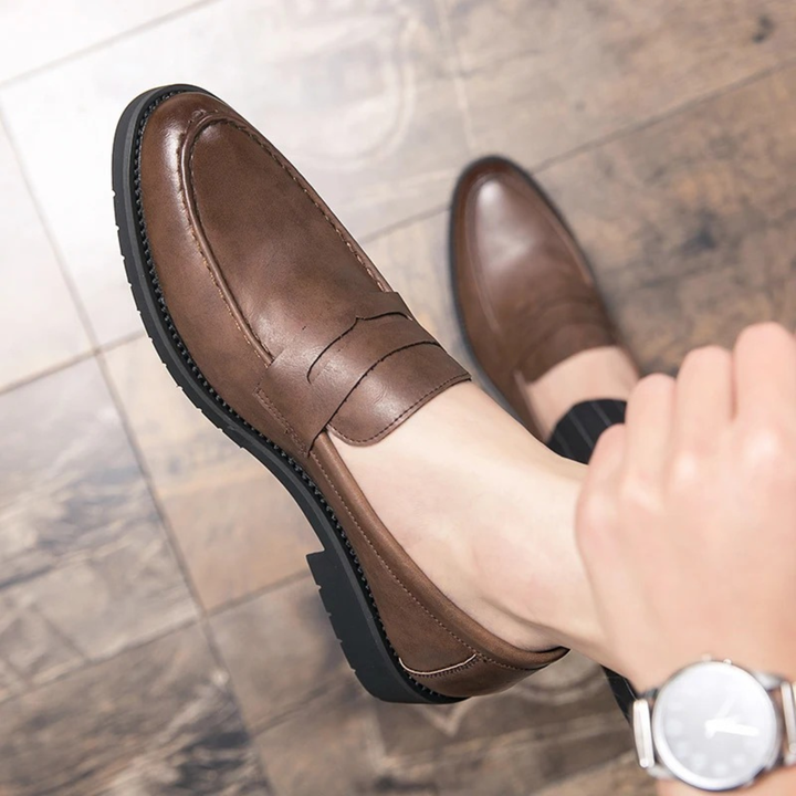 The Crestfield Men’s Soft Leather Slip On Business Loafers